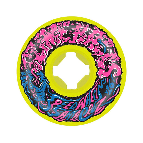 SANTA CRUZ X SLIME BALLS | VOMIT MINI II SKATEBOARD WHEELS. YELLOW / 54MM X 97A AVAILABLE ONLINE AND IN STORE AT MOMENTUM SKATESHOP IN COTTESLOE, WESTERN AUSTRALIA.