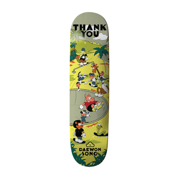 THANK YOU - TOREY PUDWILL SKATE OASIS SKATEBOARD DECK. 8.0" X 32.25" AVAILABLE ONLINE AND IN STORE AT MOMENTUM SKATESHOP IN COTTESLOE, WESTERN AUSTRALIA.