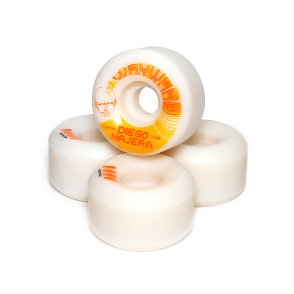 WAYWARD X DIEGO NAJERA | USA MADE SKATEBOARD WHEELS. 52MM X 101A AVAILABLE ONLINE AND IN STORE AT MOMENTUM SKATESHOP IN COTTESLOE, WESTERN AUSTRALIA.