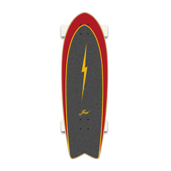 YOW | PIPE POWER SURFING SURF SKATEBOARD. RED / 32.0" X 10.0" AVAILABLE ONLINE AND IN STORE AT MOMENTUM SKATESHOP IN COTTESLOE, WESTERN AUSTRALIA.