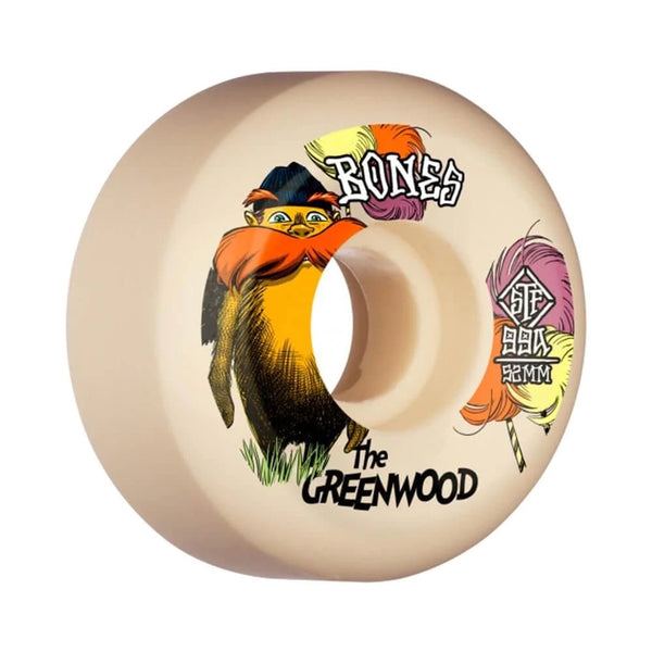 BONES X GREENWOOD | STF V5 SIDECUT SKATEBOARD WHEELS. 52MM X 99A AVAILABLE ONLINE AND IN STORE AT MOMENTUM SKATESHOP IN COTTESLOE, WESTERN AUSTRALIA.