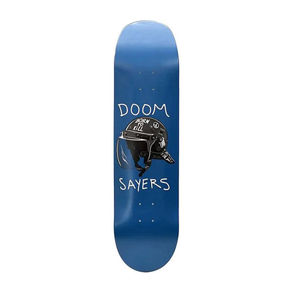 DOOM SAYERS CLUB | RIOT HELMET SHOVEL NOSE SKATEBOARD DECK. BLUE / 8.4" X 32.5" AVAILABLE ONLINE AND IN STORE AT MOMENTUM SKATESHOP IN COTTESLOE, WESTERN AUSTRALIA.
