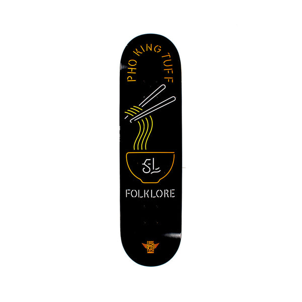 FOLKLORE | FIBRE TECH LITE NOODLES PHO KING TUFF SKATE DECK. 8.0" X 32.0" AVAILABLE ONLINE AND IN STORE AT MOMENTUM SKATESHOP IN COTTESLOE, WESTERN AUSTRALIA. ORANGE.