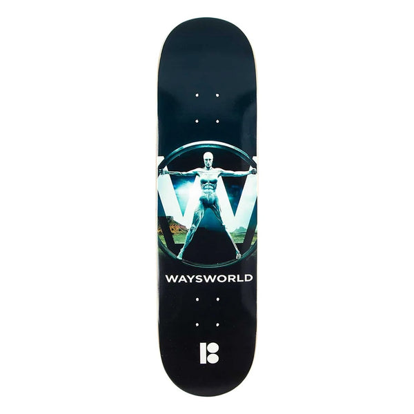 PLAN B - WAY WAYSWORLD SKATEBOARD DECK. 8.25" X 32.125" AVAILABLE ONLINE AND IN STORE AT MOMENTUM SKATESHOP IN COTTESLOE, WESTERN AUSTRALIA.