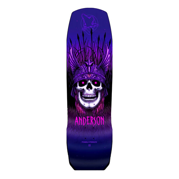 POWELL PERALTA X ANDY ANDERSON | HERON SKULL SKATEBOARD DECK. PURPLE / 8.45" X 31.8" AVAILABLE ONLINE AND IN STORE AT MOMENTUM SKATESHOP IN COTTESLOE, WESTERN AUSTRALIA.