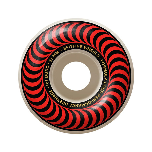 SPITFIRE | FORMULA FOUR CLASSIC SWIRL SKATEBOARD WHEELS. 51MM X 101A AVAILABLE ONLINE AND IN STORE AT MOMENTUM SKATESHOP IN COTTESLOE, WESTERN AUSTRALIA.