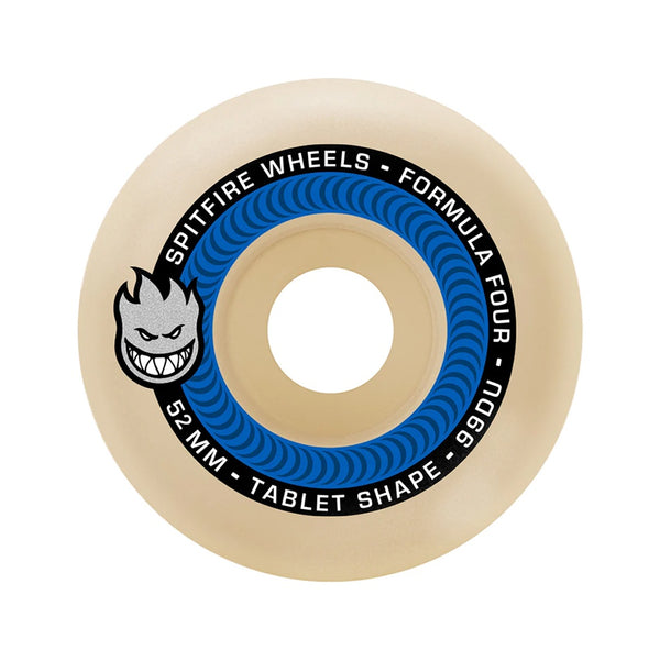 SPITFIRE | FORMULA FOUR TABLETS SKATEBOARD WHEELS. 52MM X 99A AVAILABLE ONLINE AND IN STORE AT MOMENTUM SKATESHOP IN COTTESLOE, WESTERN AUSTRALIA.